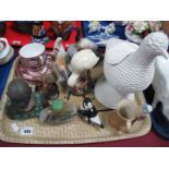 An Italian Basket Weave Hen Egg Holder, Weetman, USSR bird figures, bust of African, etc:- One Tray