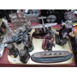 Danbury Mint 'Quest of the Crystal' Figures, 'Titanic', Bradford Exchange bomber, etc:- One Tray