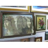 A Circa 1970's Oil on Board Study of Five Female Busts, 57.5 x 88.5cm; together with J.T. Smith,