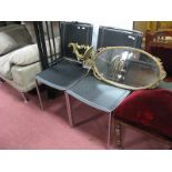 A Pair of Italian Style Chrome Kitchen Chairs; a Victorian style single bed, with finial tops.