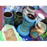 A Late 1960's West Germany Art Pottery Jug, (NO. 7166-30) and matching vase, Sylvac vase, further