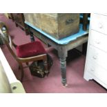 A XIX Century Pine Kitchen Table, with single drawer on turned legs, 101 x 80cm, (worm to lower