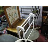 An Oak Drop Leaf Table, painted towel rail, firescreen, brass topped table. (4)