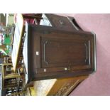 A XIX Century Oak Corner Wall Cupboard, with dentil cornice and shaped inner shelves.