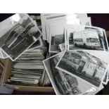 Transport Interest; A Box of Mainly 1950's Photographs of Trains, Trams and Buses, including The