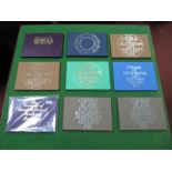 Nine Royal Mint G.B. Annual Coin Sets, 1970, 1972, 1974(2), 1975,1977, 1978(2), 1980.