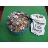 A Quantity of G.B Pre-Decimal Base Metal Coins, farthings - halfcrowns, total weight in excess of