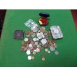 A Quantity of G.B and Overseas Coinage, some silver coins noted including one Rupee coin India 1942,