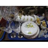 A Gainsborough Electroplated Candle Stand, with lead crystal bowl, a pair of crystal wines with