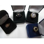 Four 9ct Gold Rings, with various stones.
