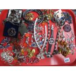 Assorted Costume Jewellery, including imitation pearls and other bead necklaces, brooches etc:-