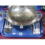 A L&W Plated Roll Top Breakfast Server, together with a set of twelve fiddle pattern forks.