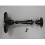 A Hallmarked Silver Candlestick, the navette base supporting tapering stem, 20.8cm high.