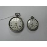 A.W.W.Co Waltham Mass; A hallmarked silver cased open faced pocket watch, the signed dial with black