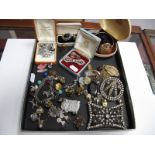 Assorted Costume Jewellery, including buckles, brooches, clip and other earrings etc.