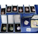 Six Hallmarked Silver and Red Enamel Medallion Pendants, "Newcastle Bakery Exhibition", all