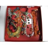 A Modernist Style Bangle, panel bracelet, necklaces, earrings, etc.