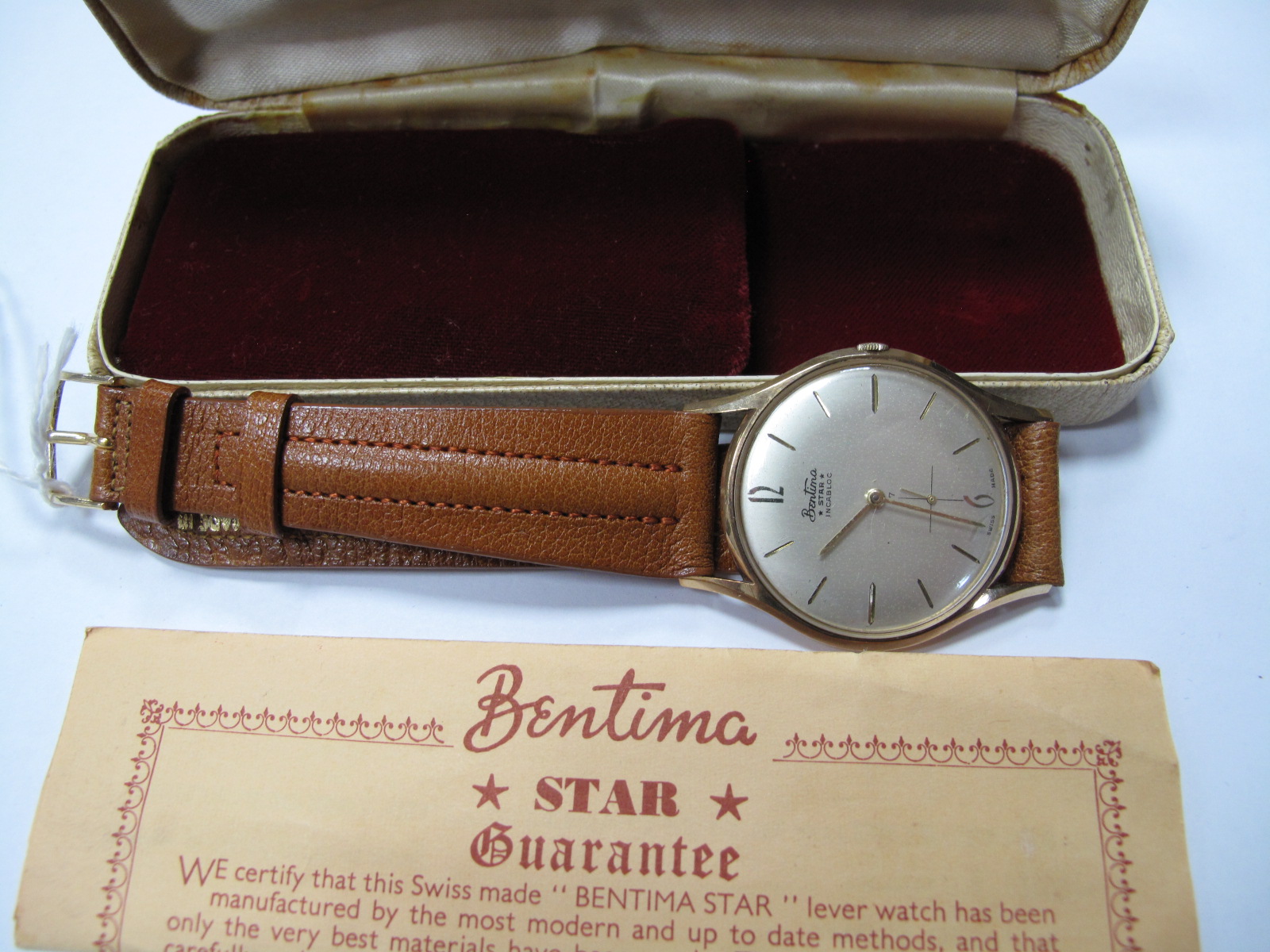 A Bentima 'Star' 9ct Gold Cased Gents Wrist Watch, in original case.