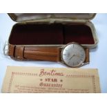 A Bentima 'Star' 9ct Gold Cased Gents Wrist Watch, in original case.