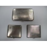 Three Silver Cigarette Cases, engine turned.