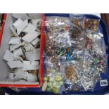 Assorted Costume Earrings, earring fittings, beads etc:- One Tray