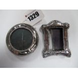 A Hallmarked Silver Miniature Photograph Frame, of shaped design with rectangular aperture (