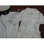 A Late XX Century Royal Navy Officer's Cap, Tropical White Trousers, Shorts and Jacket.