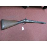 A XIX Century Percussion Sporting Gun, 291/2" long barrel action affected, wooden ramrod.