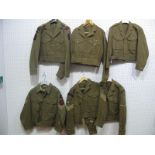 Post WWII Khaki Battledress Tunic, dated 1954, Royal Artillery, with cloth insignia and ribbon