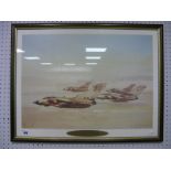 AFTER ERIC DAY 'Desert Storm', military aircraft, signed by three crew members, print, framed, 67