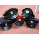 Five ER II Military Caps, all with cap badges including Royal Military Police and Royal Corps of