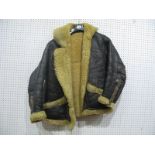 A Mid XX Century Fur Lined Flying Style Leather Jacket, no labels, number areas of repair.