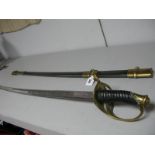 A Modern Reproduction of a C.S.A. Officers Cavalry Sabre, excellent blade engraved with C.S.A. and
