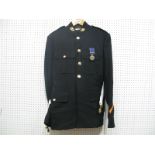 A Late XX Century Royal Marines No.1 Dress Jacket, Trousers and White Belt, with sniper badge on