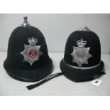 Two ER II Police Helmets, West Midlands Police and Kent Constabulary.