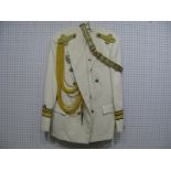 A XX Century Royal Navy Vice Admirals White Blazer, Trousers and Belt, with cord epaulettes and