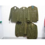 Six Late XX Century British Army Tunics - No. 2 Dress, five other ranks with buttons, some