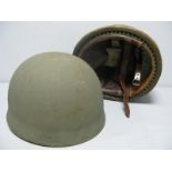 A WWII British Despatch Riders Helmet, liner dated 1942, liner replacement; another similar, but