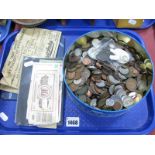 A Quantity of G.B. and Overseas Base Metal Coins and Banknotes, including G.B pre-decimal, some