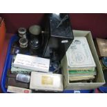 A Safety Tin Box, tinplate 'postbox' , money bank, trade cigarette cards, lighters.