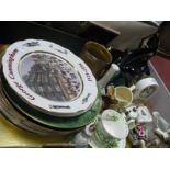 Poole Dolphin, Aynsley 'Wild Tudor' clock, Wade figures, Portmeirion jug, a collection of plates