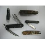K & Co Solingen and Sheffield Penknives with Stag Handles, knife with military arrow and 1943 to