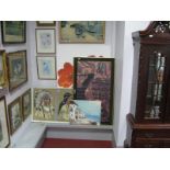 A Watercolour of an Indian Chief and a Squaw, signed Paswal? Together with oil on canvas of a