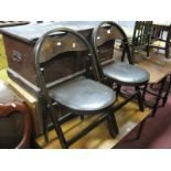 A Pair of Vintage Folding Hall Chairs, arched back - for collector's only. (2)