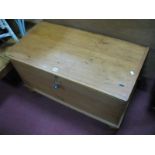 A XIX Century Pine Blanket Box, with a hinged lid, on bun feet.