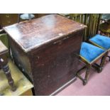 A XIX Century Painted Pine Storage Box, with hinged lid, carrying handles, on plinth base.