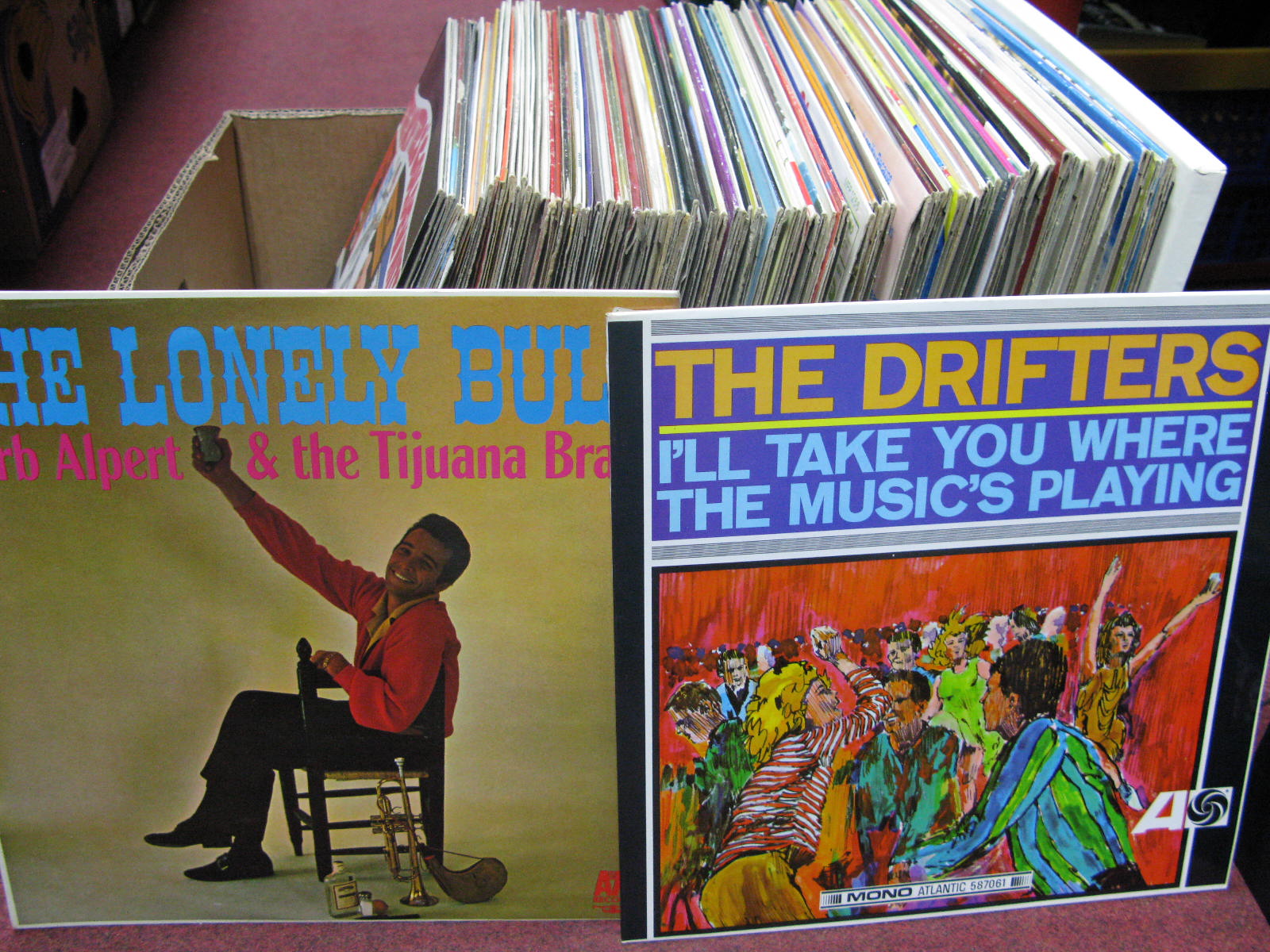 LP's To Include Drifters, Abba, Elvis, Bee Gee's, SInatra, etc (over 70):- One Box