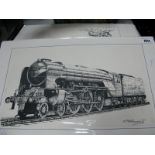 P. R Bramhall, sixteen black and white prints of steam trains, approx 24 x 41cm, each signed to