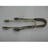 A Pair of Provincial Hallmarked Silver Fiddle Pattern Sugar Tongs, possibly Isaac Parkin, Exeter