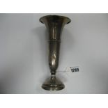 A Chester Hallmarked Silver Vase, with flared rim on circular spreading base (base weighted) 17.5cms